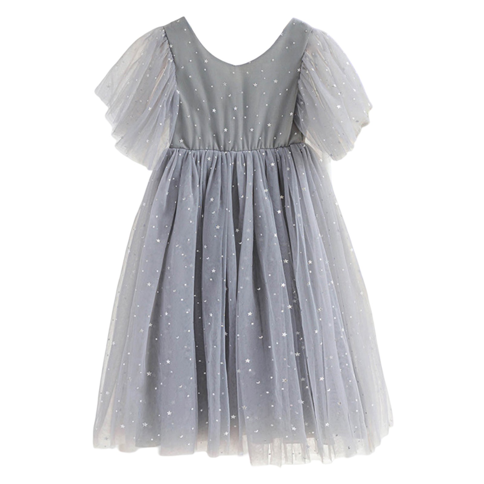 LUOGENLI Dress for Girls Children's Mesh Dress Dress Stylish Little Girl Dress Girls Easter Dresses Size 14-16 Green Girls Easter Dress Size 8 White Light Gray 130